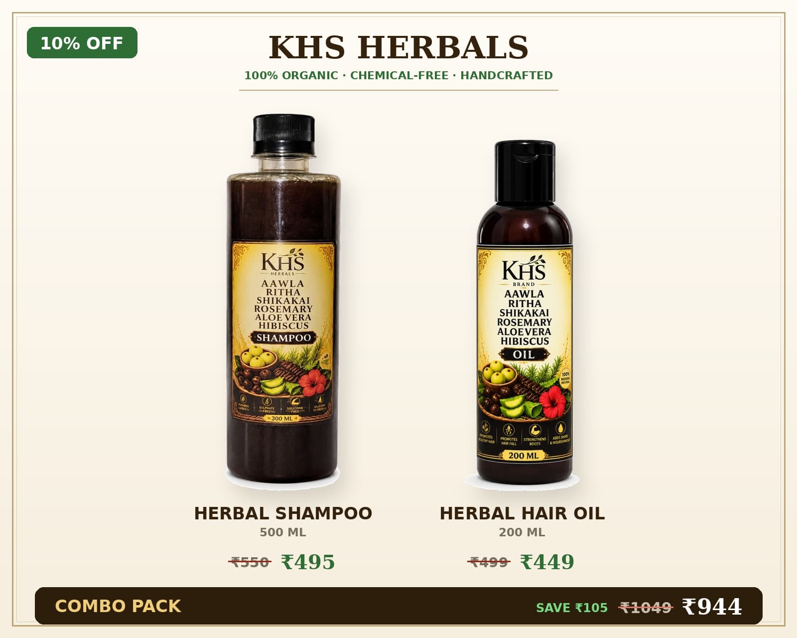 KHS Herbal Shampoo & Oil Combo