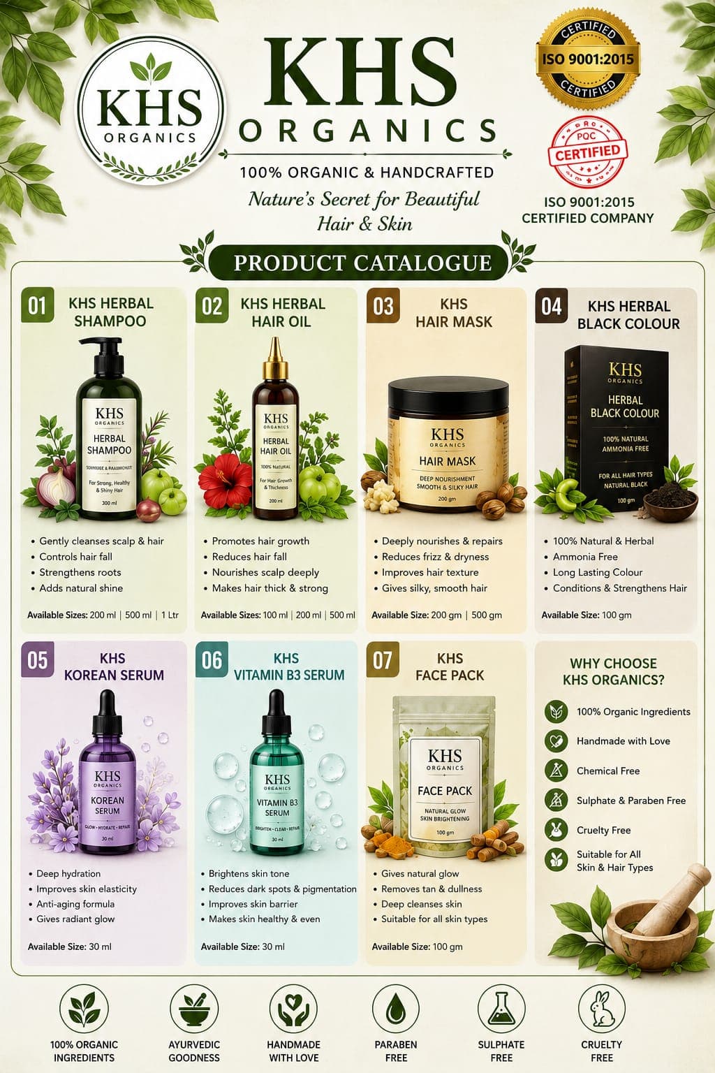 KHS Organics product catalogue